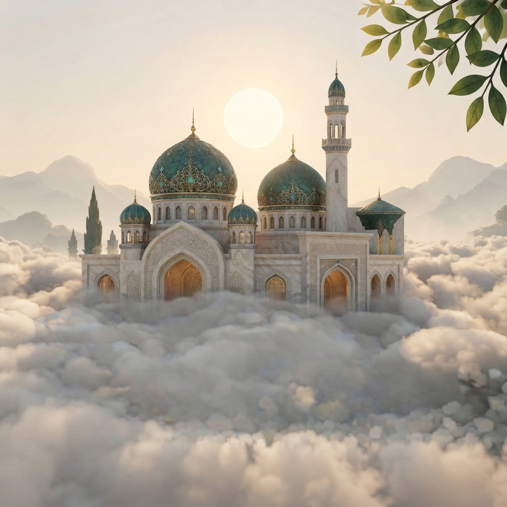 Illustrated mosque skyline at golden hour, representing the Eesar sponsorship program