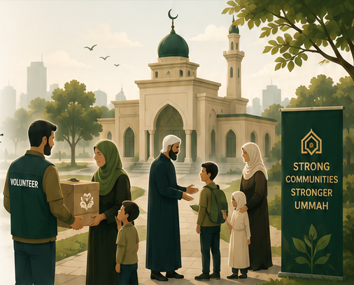 Volunteers from the local masjid delivering support to community members, representing the Ansar network